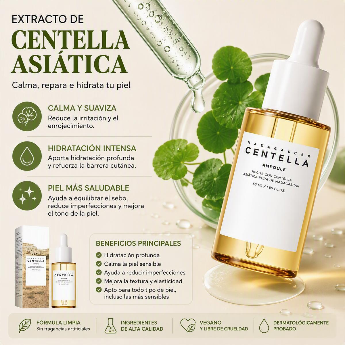 SKIN1004 Madagascar Centella Ampoule 55ml | Sérum Calmante con Centella Asiática